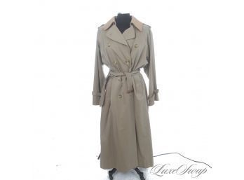 THE MOST ICONIC OF ALL TIME! AUTHENTIC BURBERRY WOMENS 2 PIECE TAN TARTAN NOVA CHECK LINED TRENCH COAT 10 XLNG