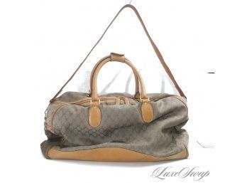 THE STAR OF THE SHOW! HUGE 24' AUTHENTIC GUCCI MADE IN ITALY TAN GG MONOGRAM CANVAS DUFFLE WEEKENDER BAG