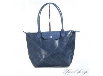 THE MODERN UPDATE OF YOUR FAVORITE! AUTHENTIC LONGCHAMP MADE IN FRANCE 'LE PLIAGE' ALLOVER MONOGRAM NAVY BAG