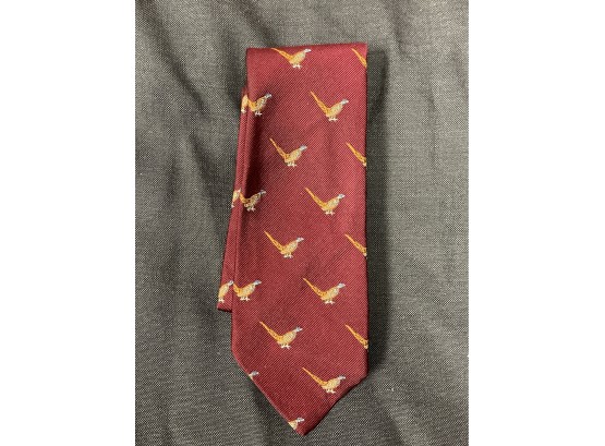 INSPIRATION FOR THE HUNT!! MENS LOT OF 2 TIES VINTAGE PHEASANT PRINT EMBLEMATIC ANONYMOUS & WM CHELSEA
