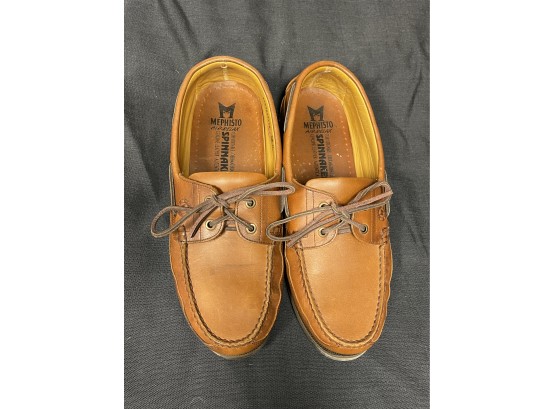 JUST IN TIME FOR YACHTING SEASON!! MENS MEPHISTO TAN LEATHER BOAT MOCCASIN SHOES SIZE 11 1/2