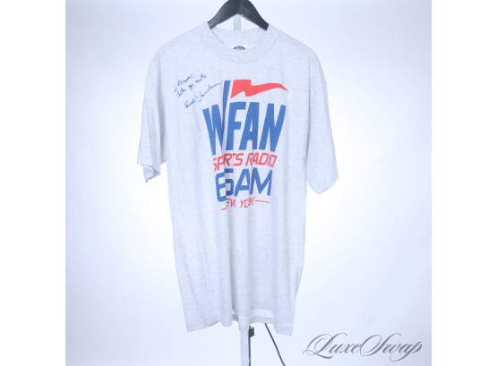 LONG ISLAND DONT LET ME DOWN! VINTAGE WFAN 66 AM RADIO TEE SHIRT AUTOGRAPHED BY THE METS BUD HARRELSON XL