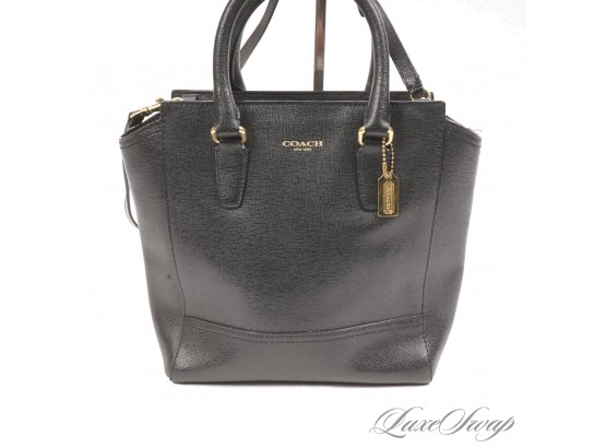 RECENT AND AUTHENTIC COACH BLACK SAFFIANO LEATHER MINI LUGGAGE TOTE BAG WITH SHOULDER STRAP