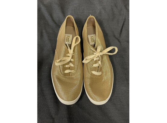 BRAND NEW WITHOUT BOX UNWORN WOMENS KEDS LOW TOP GOLD TONE METALLIC SNEAKERS SIZE 6 1/2