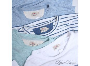 LOVE THESE THINGS!!! LOT OF 4 MENS MODERN AND GREAT FAHERTY BRAND LONG AND SHORT SLEEVE TEE SHIRTS L