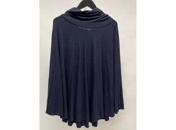CAPES ARE A BIG DEAL! WOMENS J.CREW SOLID NAVY SLINKY DRAPED HIGH-NECK CAPE L