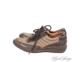 MENS COACH MADE IN ITALY 'MOKENNA' CC MONOGRAM JACQUARD FABRIC AND LEATHER MODERN SNEAKERS 9.5