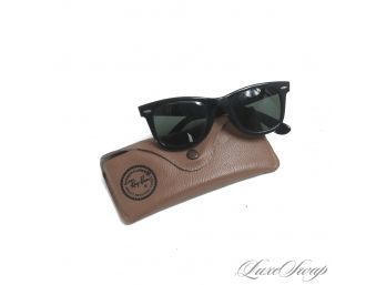 THESE ARE SCARCE - ORIGINAL VINTAGE RAY BAN MADE BY BAUSCH & LOMB BLACK VERSION 1 WAYFARER SUNGLASSES W/CASE!!