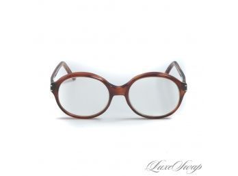 VINTAGE 1960S - 1970S ERA FRENCH GLASSES SIGNED 'CR-MIDI' IN THICK NERDY TORTOISE BROWN