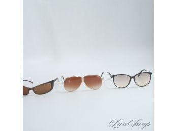 #3 LOT OF 3 AWESOME VINTAGE AND NEWER SUNGLASSES BY CAVALLI, FERRARI FOLDING AVIATORS AND ARNETTE