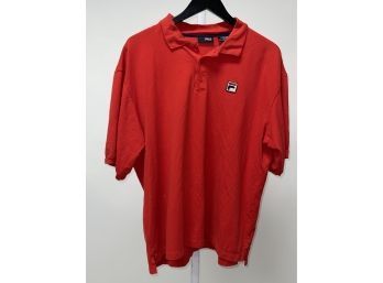 NUFF SAID FROM THE LOGO!! RECENT MENS FILA SOLID RED LOGO POLO TENNIS SHIRT SIZE XXL
