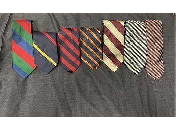 YOU WONT GET VARSITY BLUES WEARING THESE!! MENS LARGE LOT OF STRIPED TIES JOS A BANK, HUNTINGTON, CONWAY