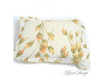 A VERY BEAUTIFUL VINTAGE D. PORTHAULT MADE IN FRANCE PURE LINEN 18' PILLOW WITH FLORAL PATTERN