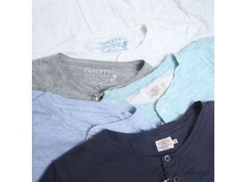 LOVE THESE THINGS!!! LOT OF 5 MENS MODERN AND GREAT FAHERTY BRAND LONG AND SHORT SLEEVE HENLEY SHIRTS L