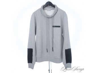 AUTHENTIC AND RECENT MONCLER HEATHER GREY DRAWSTRING NECK LONG 'CICLISTA' SWEATER XL