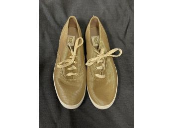 BRAND NEW WITHOUT BOX UNWORN WOMENS KEDS LOW TOP GOLD TONE METALLIC SNEAKERS SIZE 6 1/2