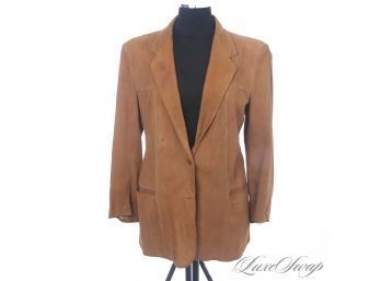 BEAUTIFUL VINTAGE 1970S 1980S MADE IN ITALY FLORENTINE LEATHER TOBACCO SUEDE WOMENS JACKET 52 / XL