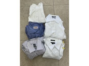 YOUR WHOLE  WEEK SORTED!! MENS LOT OF 5 BUTTON-DOWN SHIRTS SAKS, GITMAN BROS, IKE BEHAR SIZE S - 16 1/2