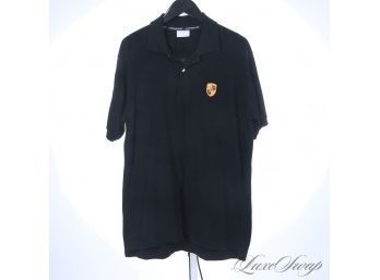WHO'S GOT THE 911 TURBO S?! NEAR MINT OFFICIALLY LICENSED PRODUCT PORSCHE BLACK PIQUE LOGO MENS POLO SHIRT L