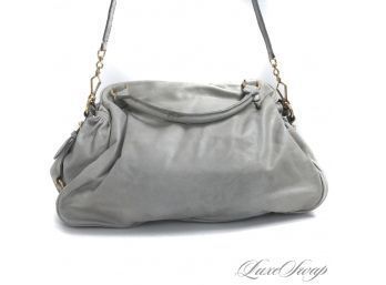 #3 EPIC AUTHENTIC MIU MIU BY PRADA MADE IN ITALY MOUSE GREY SLOUCHY DOUBLE HANDLE TOTE BAG