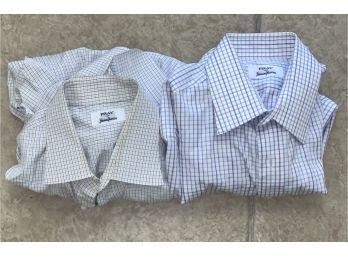 MEGA EXPENSIVE RETAIL!! MENS LOT OF 2 FRAY FOR NEIMAN MARCUS GRID PLAID BUTTON DOWN DRESS SHIRTS SIZE 16