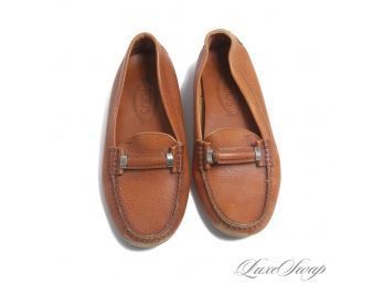 SUMMER ESSENTIALS! JP TODS MADE IN ITALY TOBACCO BROWN GRAINED LEATHER UNLINED DRIVING SHOES 36 / 6