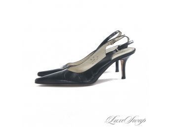 THE PERFECT SHOES? COACH MADE IN ITALY BLACK LEATHER 'ALENA' SLINGBACK POINT TOE SHOES 8
