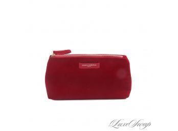 BRAND NEW UNUSED AND TOTALLY SULTRY DOLCE & GABBANA RED VELVET ZIP TOP MAKEUP PARFUMS BAG