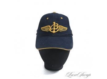 WHERES MY WATCH GUYS?! NEAR MINT OFFICIALLY LICENCED BREITLING NAVY BLUE GOLD EMBROIDERED BASEBALL HAT CAP