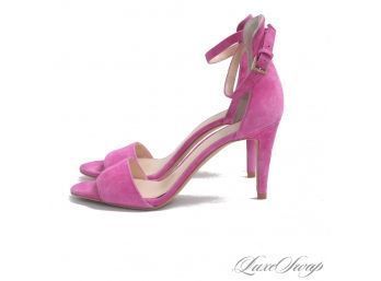 NEAR MINT MAYBE WORN ONCE VINCE CAMUTO MAGENTA PINK CHEVRE SUEDE ANKLE STRAP SANDALS 7