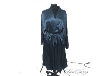 BRAND NEW WITH TAGS 2021 ASCENO RICH LAKE BLUE FLUID SATIN 'ATHENS' ROBE S/M