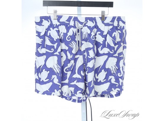 THESE ARE SO EXPENSIVE : MENS VILEBREQUIN WHITE AND OCEAN BLUE SEALIFE SEAHORSE PRINT BATHING SUIT 3XL