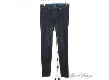 LOOK UP THE RETAIL : SUPER AWESOME CARMAR BLACK WAXED OVER BLUE MODERN STRETCH DENIM SKINNY JEANS 26