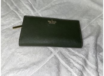 #9 FALL PERFECT KATE SPADE FOREST GREEN SAFFIANO GRAIN LEATHER DAILY CLUTCH WALLET