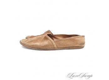 BEACH PERFECT! MENS SALVATORE FERRAGAMO MADE IN ITALY SNUFF SUEDE UNLINED LEATHER SOLE ESPADRILLE SHOES 12