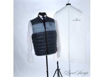 BRAND NEW WITH TAGS $350 MENS COACH DOUBLE BLUE DOWN FILLED ULTRA RECENT DOWN FILLED VEST S