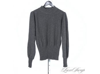 INSANITY! $1500 GUCCI MADE IN ITALY 100 PERCENT CASHMERE SWEATER IN CHARCOAL WITH RIBBED BOTTOM 46 / XL WOMENS