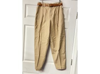 #2 THE BELT ALONE IS WORTH IT!! DEADSTOCK NWT VINTAGE 80S LIZWEAR CITY COTTONS BELTED KHAKI PANTS SIZE 12