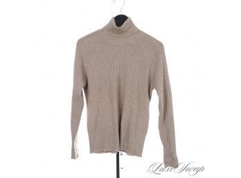 NEAR MINT VINTAGE BONNIE BRIAR 100 PERCENT CASHMERE WOMENS MADE IN ITALY TURTLENECK SWEATER IN FAWN L