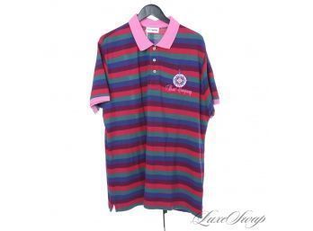BRAND NEW WITH TAGS BEST COMPANY OLMES CARRETTI MODERN AND RECENT RAINBOW STRIPE MENS POLO SHIRT 3XL