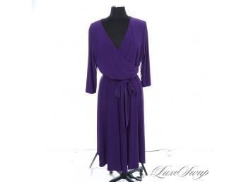 WOW THIS COLOR! BRAND NEW WITH TAGS RALPH LAUREN SIGNATURE AMETHYST PURPLE DRAPED JERSEY WRAP DRESS 16