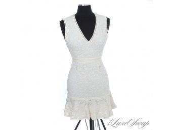 BRAND NEW WITH TAGS $440 ALICE AND OLIVIA NATURAL WHITE BRODERIE ANGLAISE LACE DROPWAIST DRESS 2
