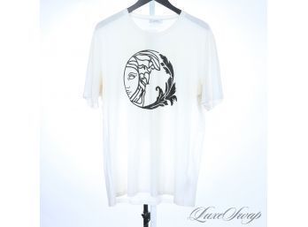 AUTHENTIC MENS VERSACE COLLECTION MILK WHITE TEE SHIRT WITH GIANT MEDUSA AND BAROCCO ROUNDEL XL