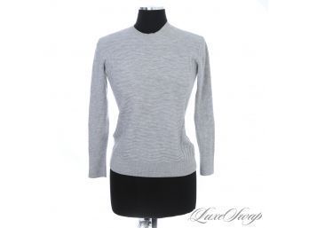 SUPER RECENT AND NEAR MINT THEORY HEATHER GREY WAVY MULTI TECHNIQUE RIBBED CREWNECK WOMENS SWEATER P/TP