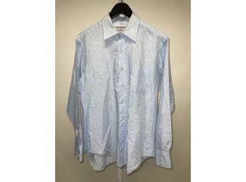 VINTAGE GIVENCHY ALL-OVER GG MONOGRAM MENS BLUE BUTTON DOWN DRESS SHIRT SIZE 15 1/2-39