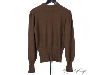 INSANITY! $1500 GUCCI MADE IN ITALY 100 PERCENT CASHMERE SWEATER IN BROWNWITH RIBBED BOTTOM 46 / XL WOMENS