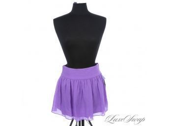 BRAND NEW WITH TAGS $297 ALICE AND OLIVIA LAVENDER PURPLE CHIFFON PURE SILK PLEATED SKIRT 4