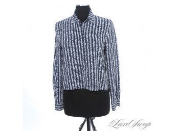 LOVE A HIGH LOW : DEREK LAM 10 CROSBY BLUE SPECKLED WATERCOLOR SPOTTED PURE SILK HIGH LOW SHIRT 4