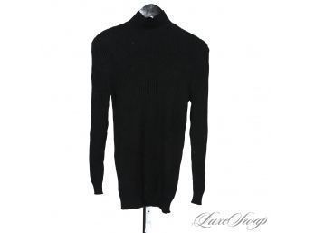 BRAND NEW WITH TAGS $670 AGNONA MADE IN ITALY ELIZABETH ARDEN 100 PERCENT CASHMERE BLACK RIBBED SWEATER L
