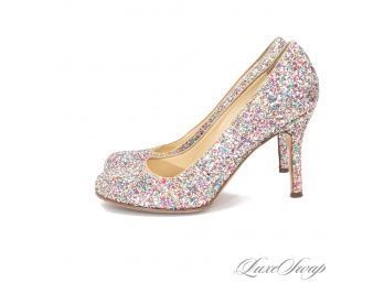 THESE ARE A WHOLE DAMN PARTY! SPARKLING KATE SPADE MADE IN ITALY FULL GLITTER CONFETTI ENCRUSTED PUMPS 7